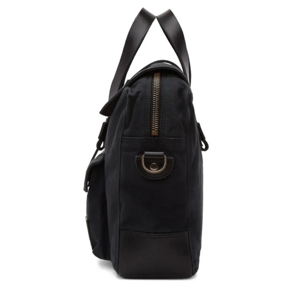 BELSTAFF Colonial Briefcase Soft-Black Canvas & Leather w/Dustbag - NWT